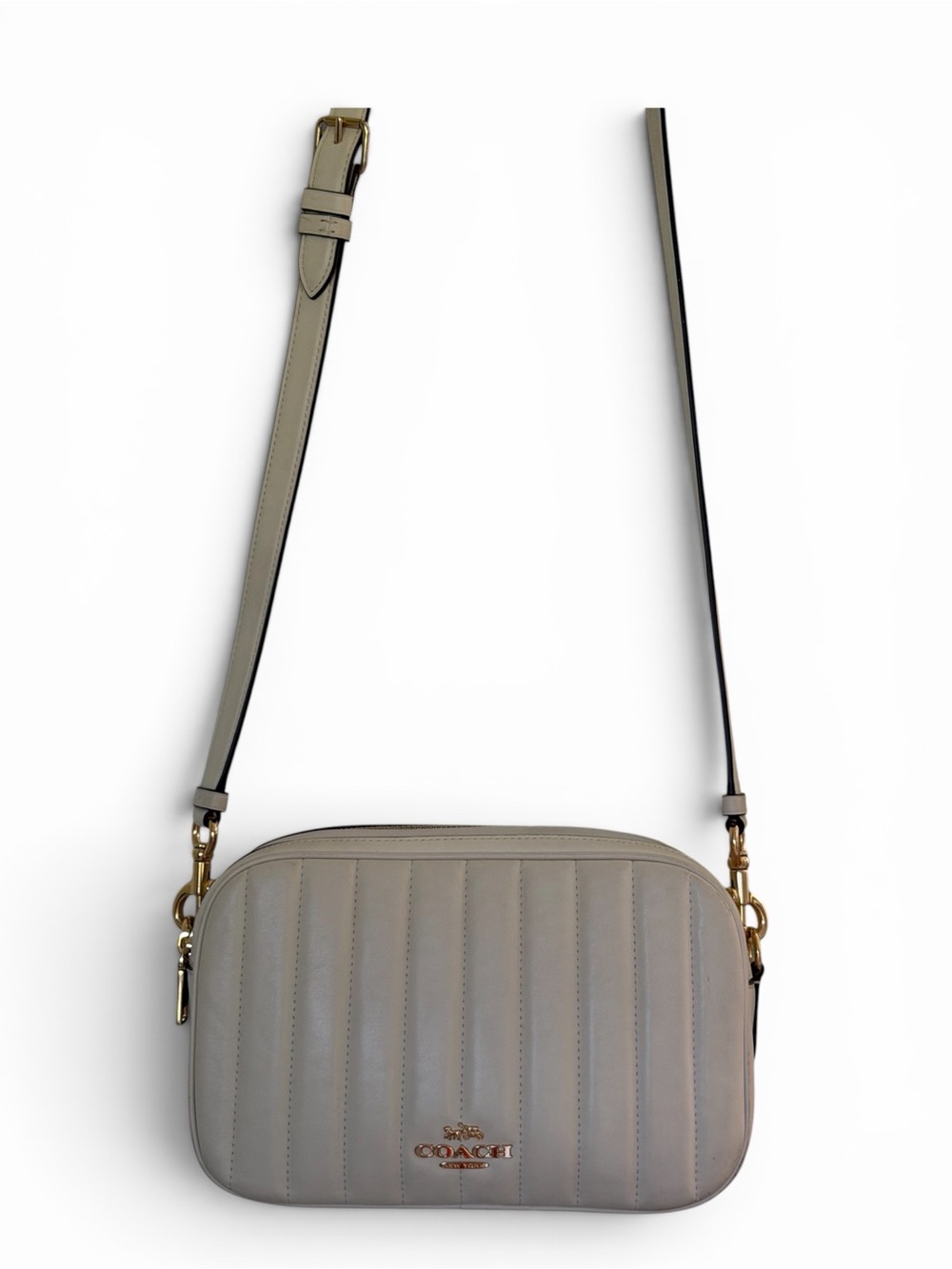 COACH Jes Crossbody Bag Linear Quilting Chalk
Cream Leather C1569 - Picture 9 of 14